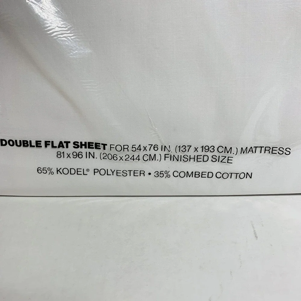 Vintage Radiance by Springs No Iron Percale Full Flat Sheet White Made USA NOS